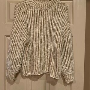 POL Cowl Neck Sweater in Cream and Tan